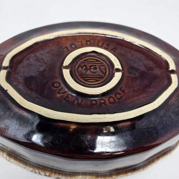 Vintage McCoy Pottery Oven Proof Casserole Dish #7070 Brown Drip Ware Glaze USA - Picture 6 of 6